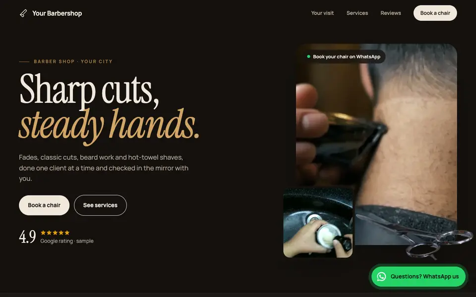 Sample 3D website for a barber shop