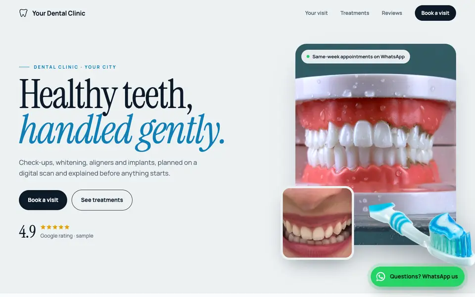 Sample 3D website for a dental clinic