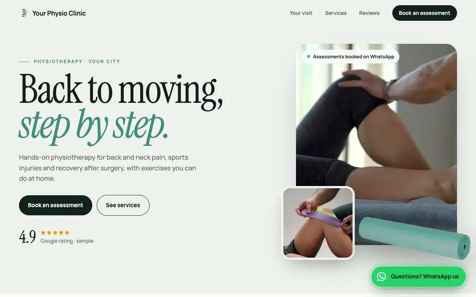 Sample 3D website for a physiotherapy