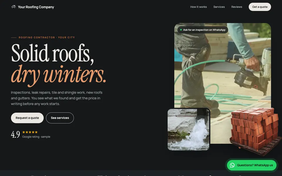 Sample 3D website for a roofing company