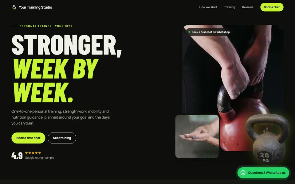 Sample 3D website for a personal trainer